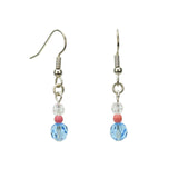 Aqua, Pink and Crystal Dangle Silver Earrings