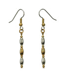 Gold and Silver Ovals and Seed Bead Earrings