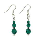Emerald Three Bead Birthstone Earrings