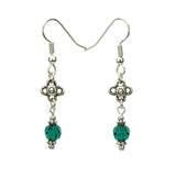 Emerald and Flower May Birthstone Earrings