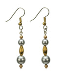 Gold Ovals and Pearls Gold and Silver Earrings