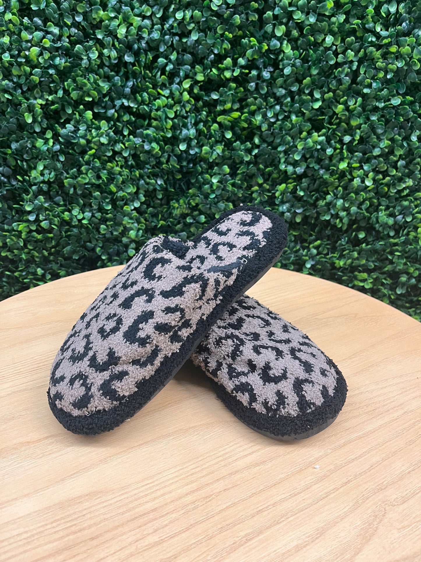 “Fuzzy, Warm, and Cozy” Leopard Slippers in Coffee
