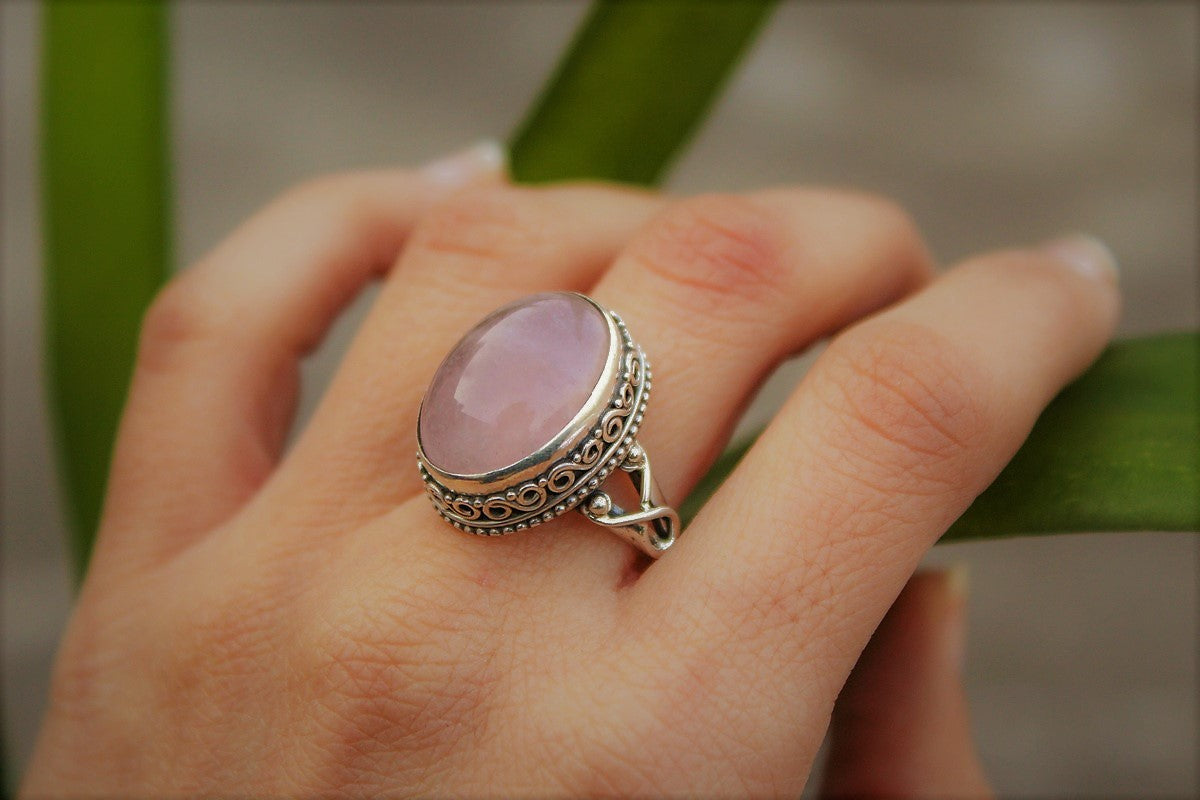 Rose Quartz Ring, Sterling Silver Rose Quartz Gemstone