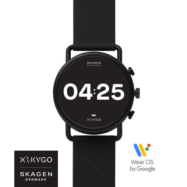 Skagen - smartwatch i sort stål med siliconerem - –