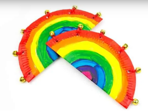 Rainbow Paper Plate Tambourine