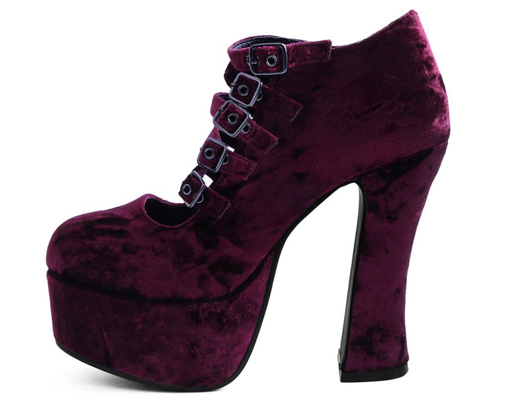 burgundy velvet heels