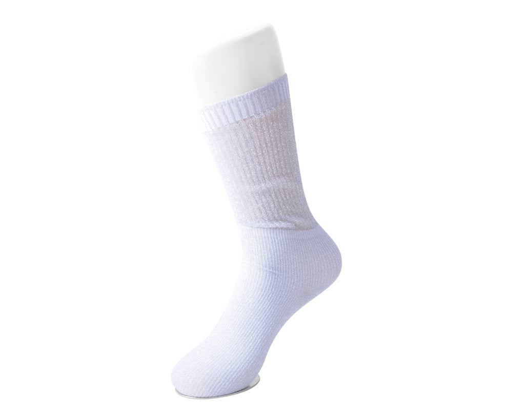 Silver Ribbed Glitter Sock T.U.K. Footwear Outlet