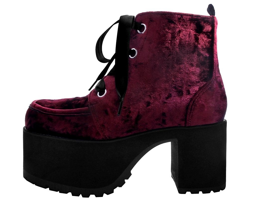 maroon platform boots