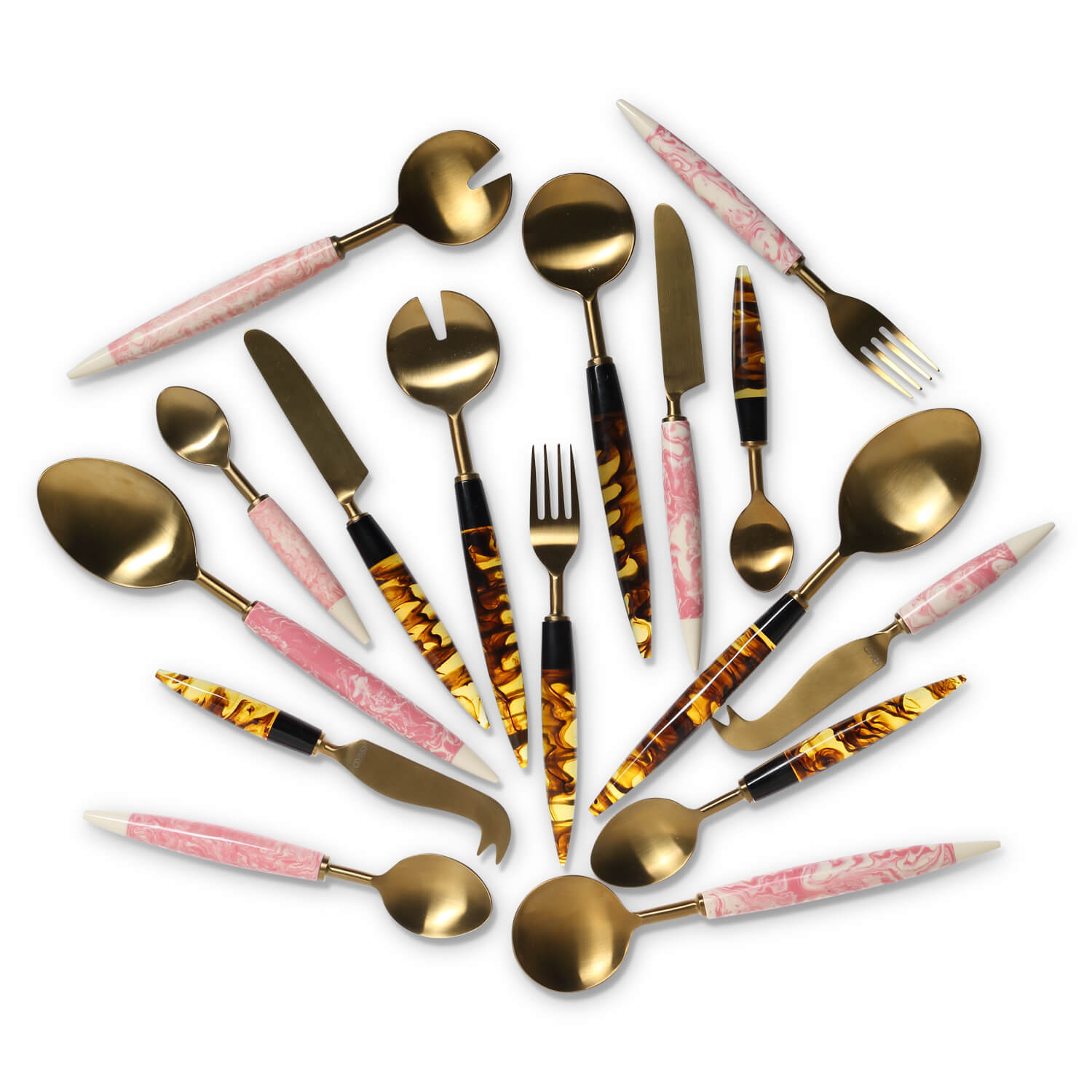KIP AND CO SMOKEY AMBER PINK MARBLE CUTLERY |THE HOME MAVEN