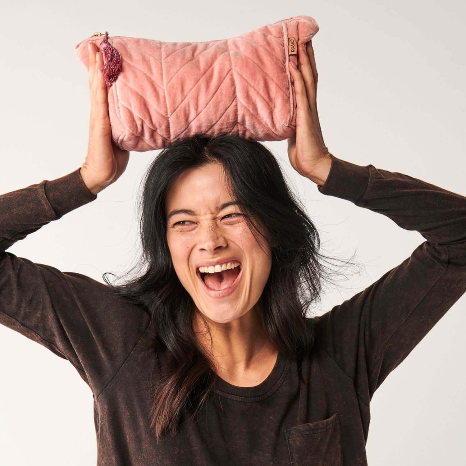KIP AND CO |SHRIMP VELVET TOILETRY BAG |THE HOME MAVEN