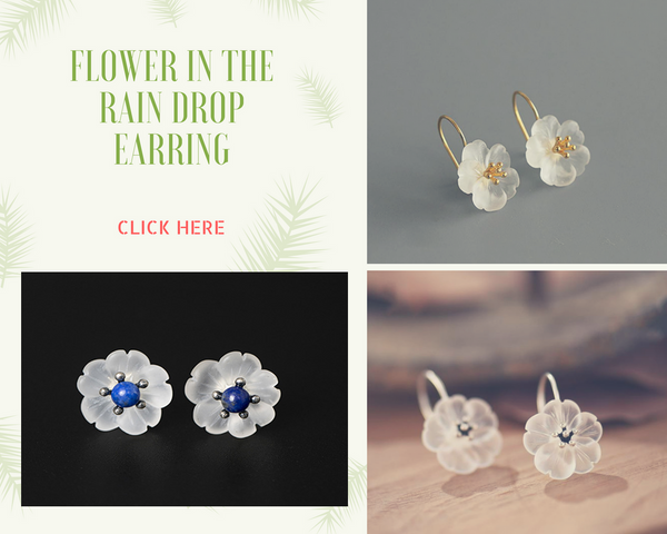 Flower in the Rain Drop Earring, Natural Crystal 925 Earrings - LUXYIN