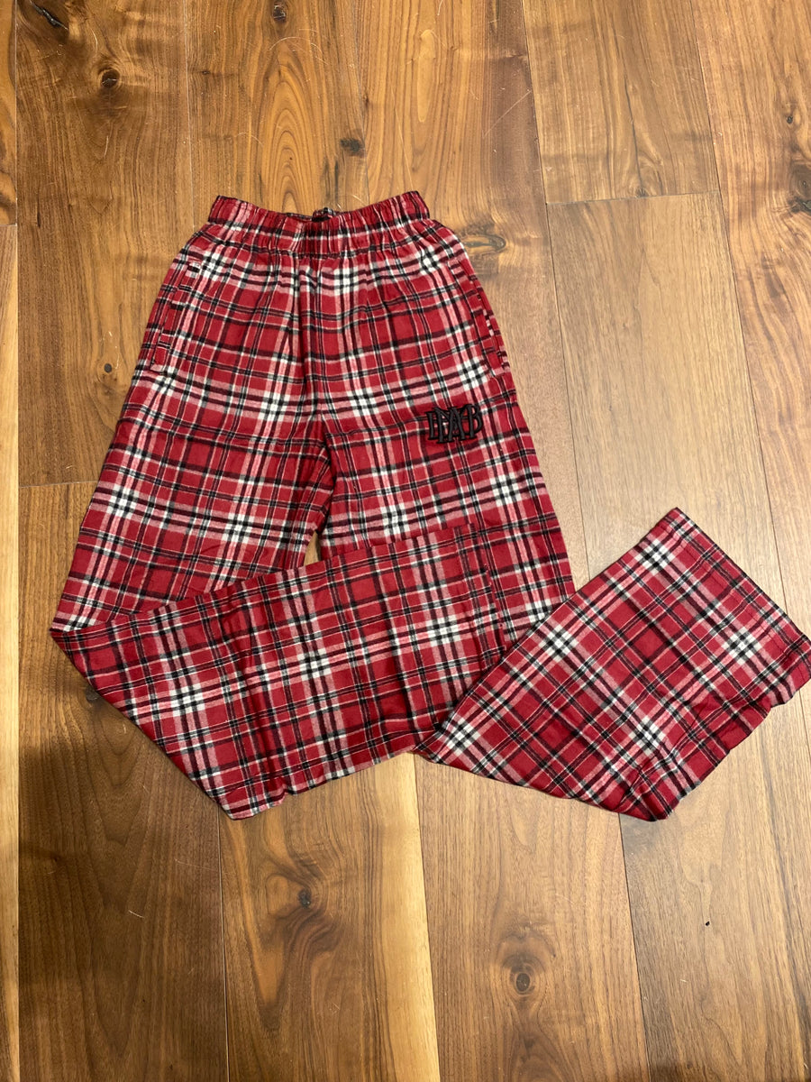 Flannel pajama pants in cardinal, black and white plaid- youth and adu –  MBA Big Red Store