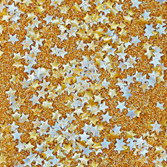 Bakery Bling Golden Stardust Glittery Dust Safe Edible Glitter Sprinkles with Silver and Gold Edible Glitter Stars
