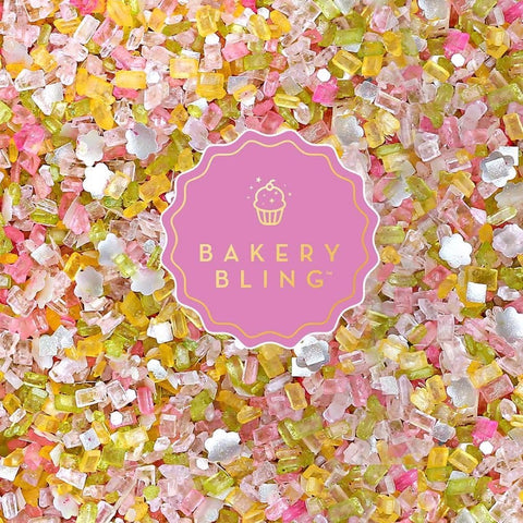 In Bloom Easter and Spring Glittery Sugar Sprinkle Mix by Bakery Bling with Edible Glitter and Edible Daisies for Cake Decorating, Cupcake Decorating, Cookie Decorating, Drim Rims and More