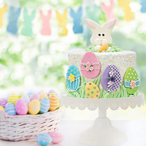 Easter Bunny and Easter Egg Edible Cake Topper and Designer Cake Decor Cake Decorating Kit for Easter by Bakery Bling
