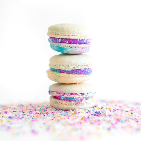 Unicorn Macarons with Edible Glitter Sugar Sprinkles by Bakery Bling: Bakery Bling Unicorn Confetti Blinged-Out Glittery Sugar for Unicorn Birthday Parties