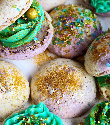 Dazzling Macarons of the Deep Blue Sea: Mermaid Magic Macarons with Edible Glitter Bakery Bling Sprinkles