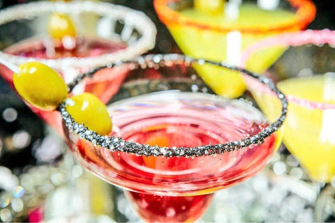 Edible Glitter Cocktails with Glitter Drink Rim Wedding Reception Drinks Bridal Shower Brunch Drinks