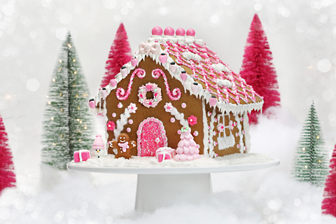 Pink Gingerbread House Designer Cookie Kit Bakery Bling