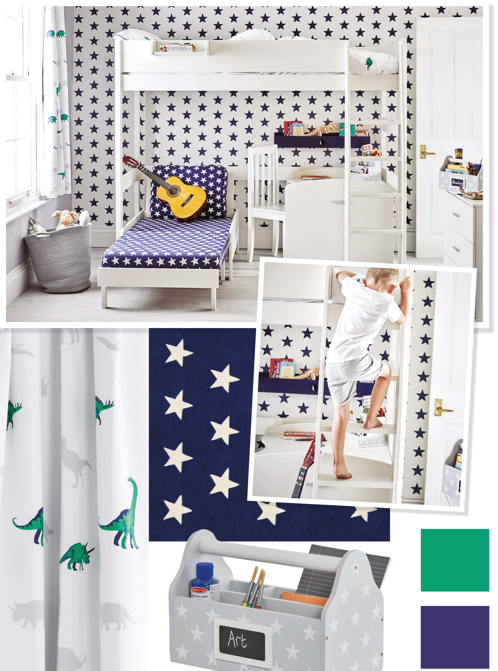 Stars and dinos bedroom