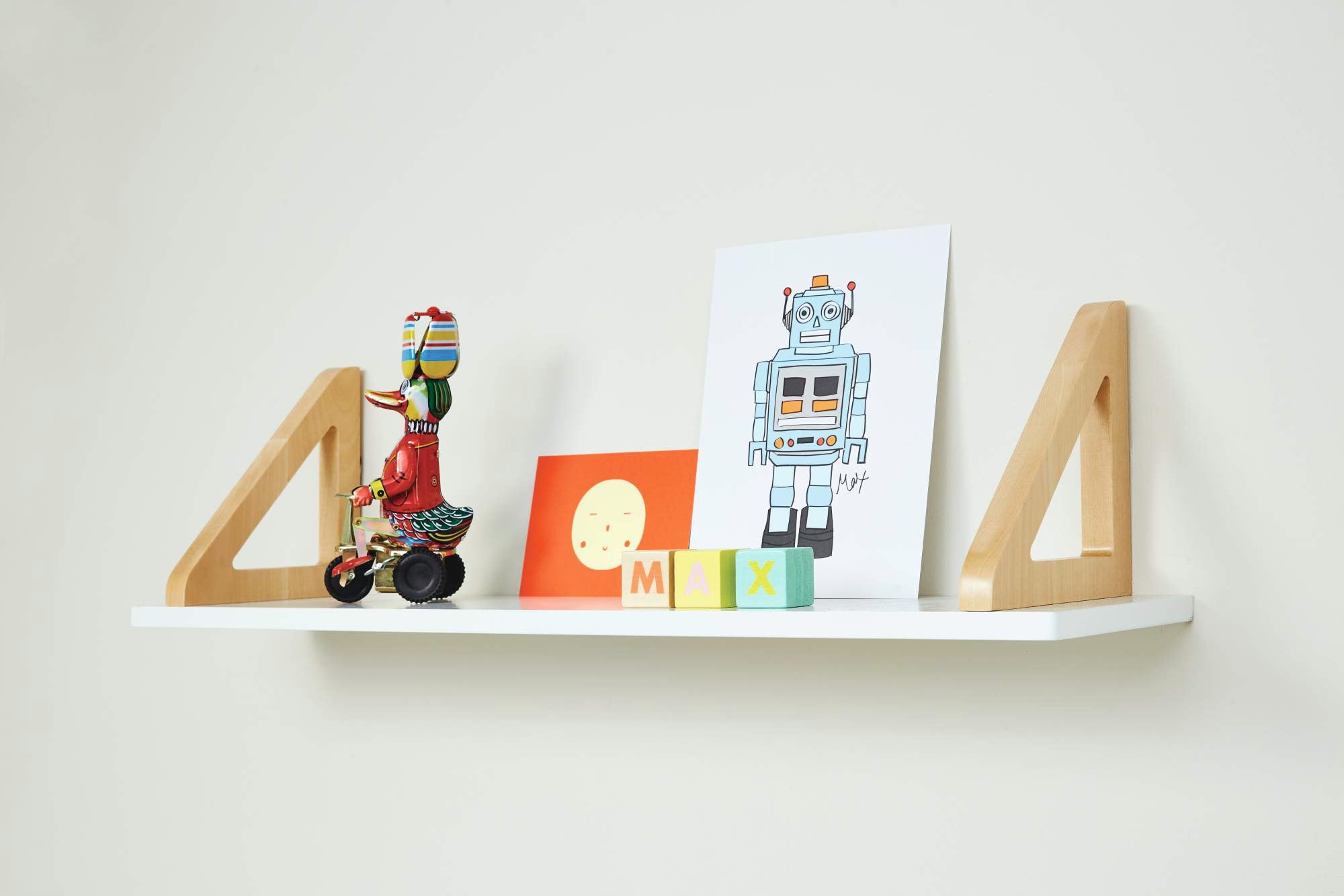 Six wall shelves that double up as children's bedside tables