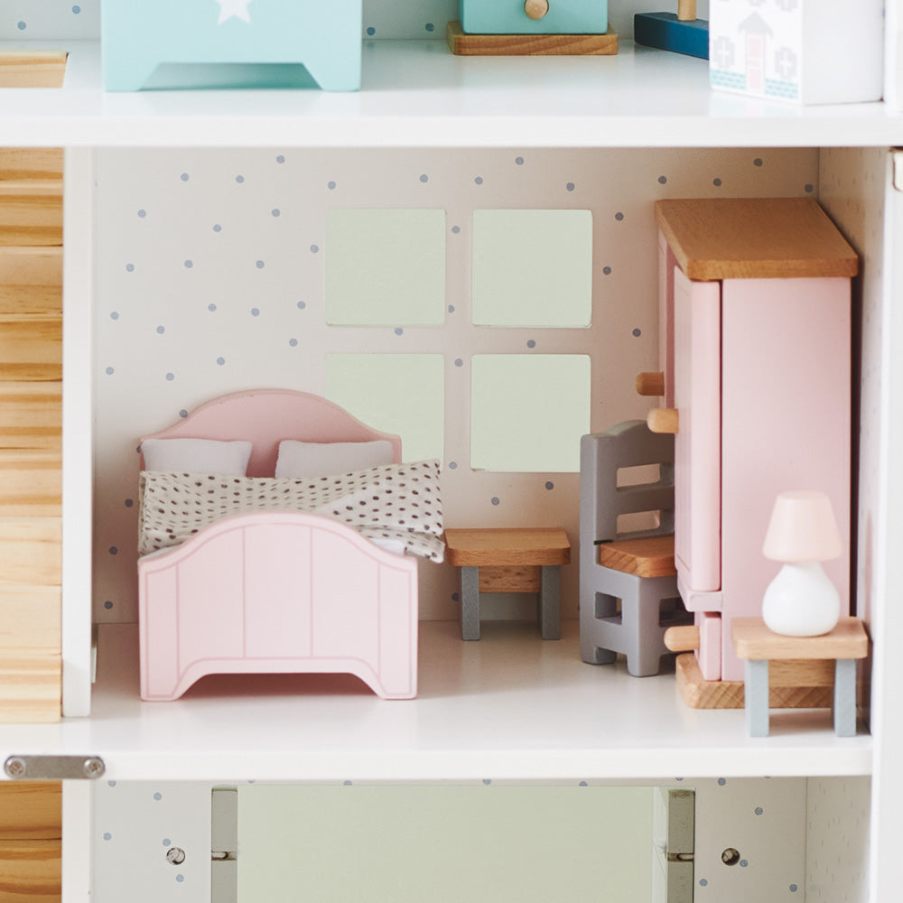 Children Wooden Doll House Furniture Sets Bathroom Bedroom Living Room Gift Toy 