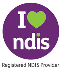 I Heart NDIS logo, text that reads Registered NDIS Provider
