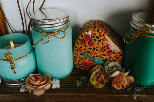 Turquoise soy candles 