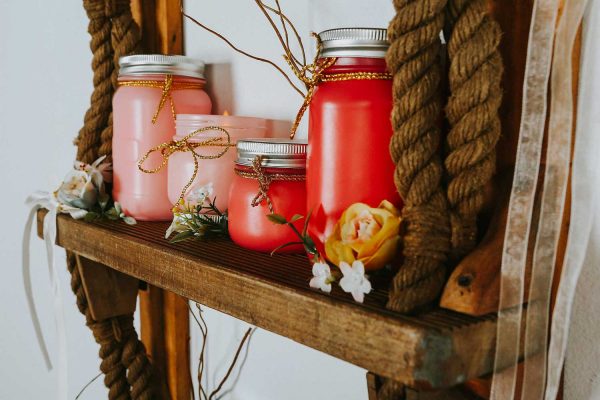 Soy candles on shelf