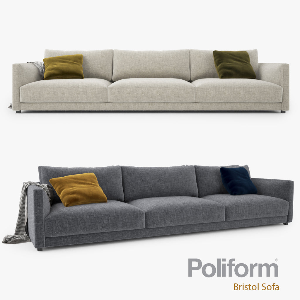 Poliform Bristol Three Seater Sofa 3D Model FaceQuad