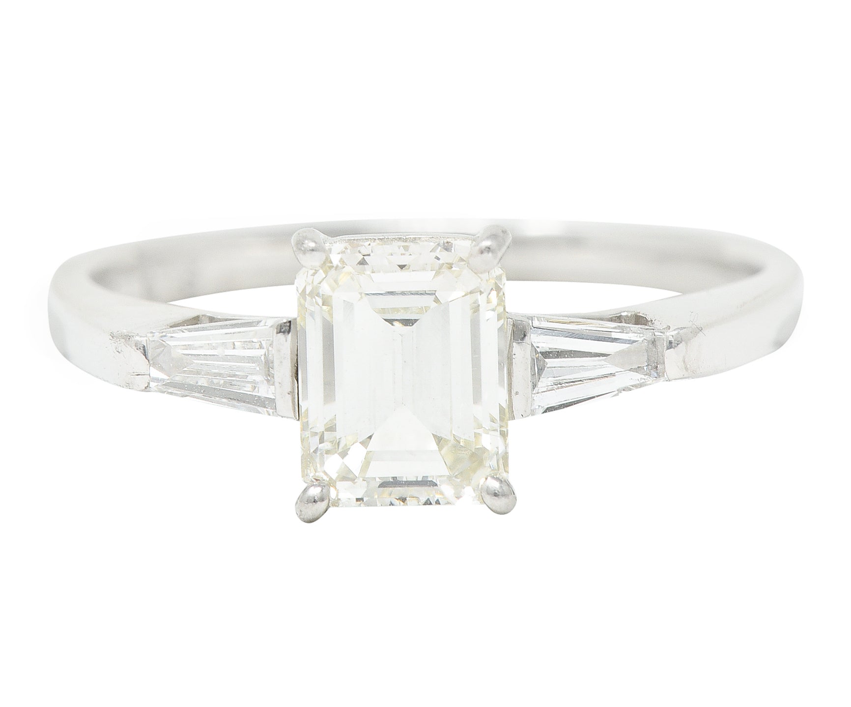 Contemporary 1.28 CTW Emerald Cut Diamond Platinum Engagement Ring