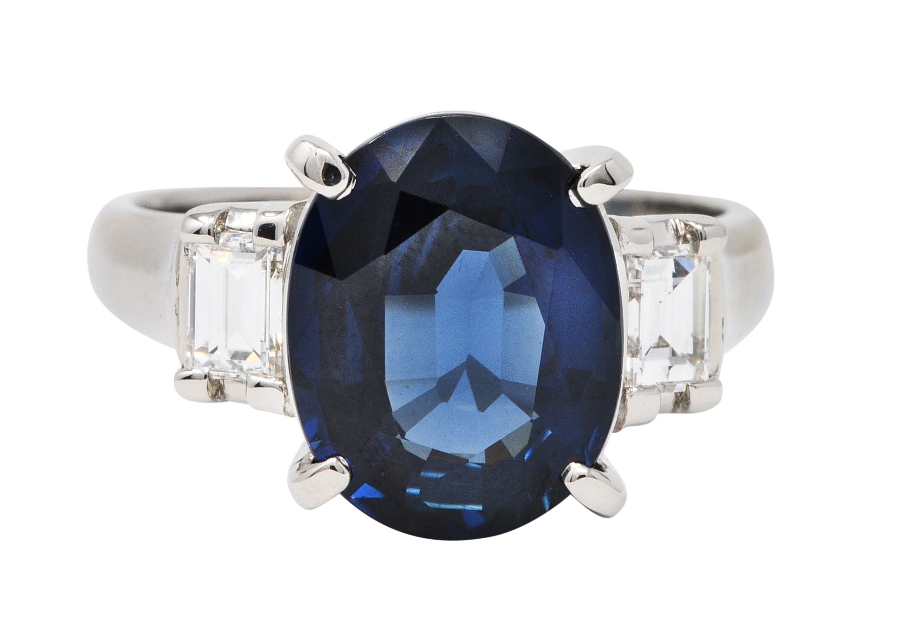 Contemporary 5.12 CTW Sapphire Diamond Platinum Gemstone Ring