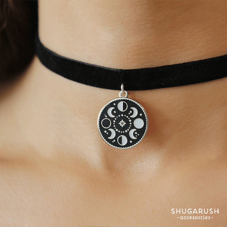 Moon phase choker, moon phase jewelry 