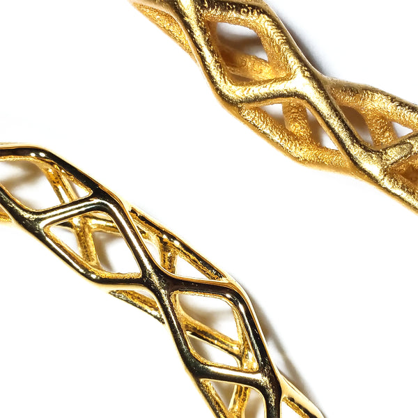 Gold-Plated-Brass VS Gold Steel 3d Printed Jewelry Close Up