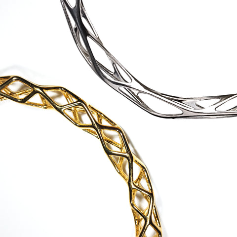 X Over 0 3d printed sterling silver and gold-plated-brass