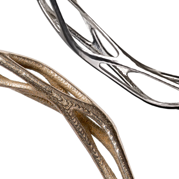 Sterling Silver VS Stainless Steel 3d Printed Jewelry Close Up