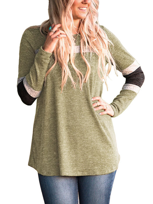 Army Green Sweater Tunic with Blocks