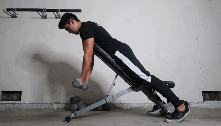 ritfit weight bench exercises Barbell Curls Lying Against An Incline Bench