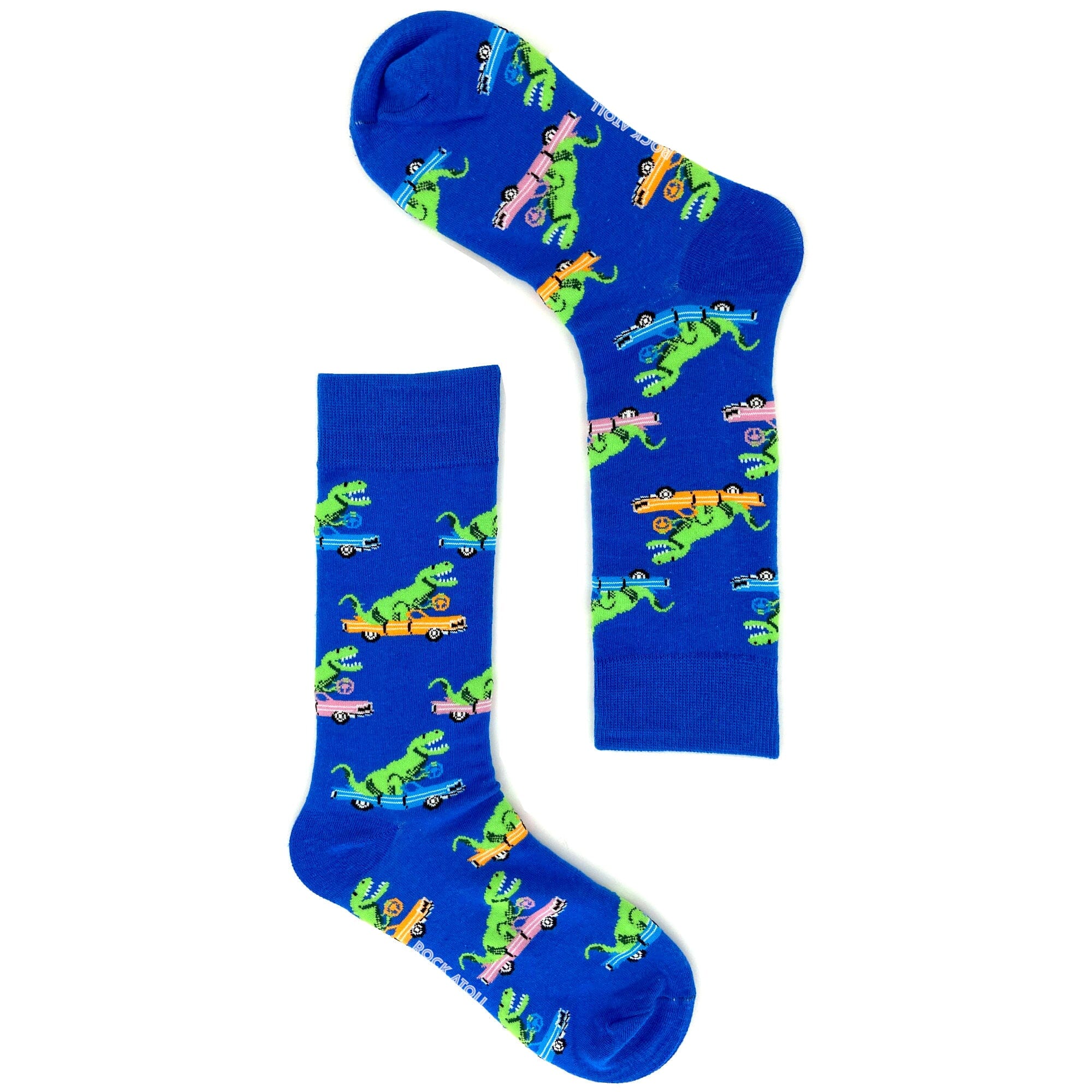 Funny Dinosaurs Driving Race Cars Patterned Silly Funky Novelty Socks