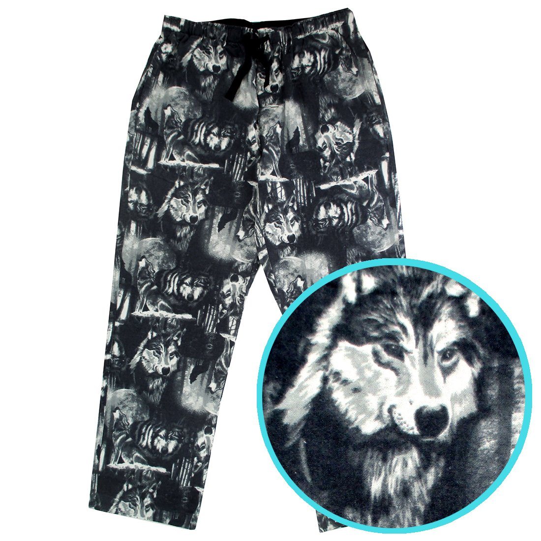 Pack of Wolves Patterned Flannel Pants Pyjama Bottoms for Men in Grey