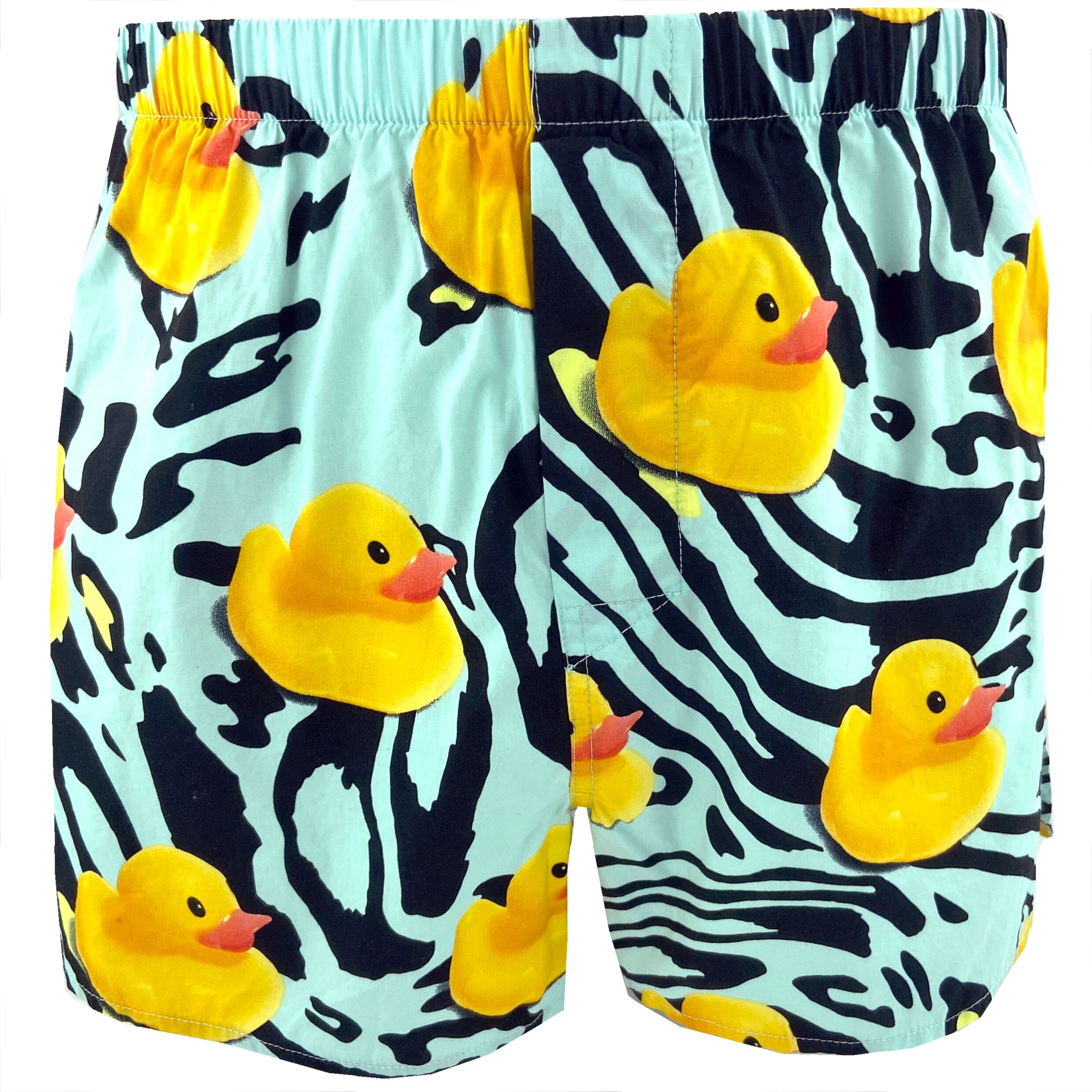 Mens Yellow Rubber Ducky All Over Print Cotton Boxer Shorts on Blue