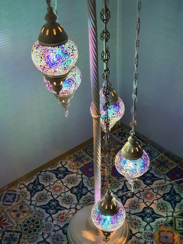 blue mosaic floor lamp