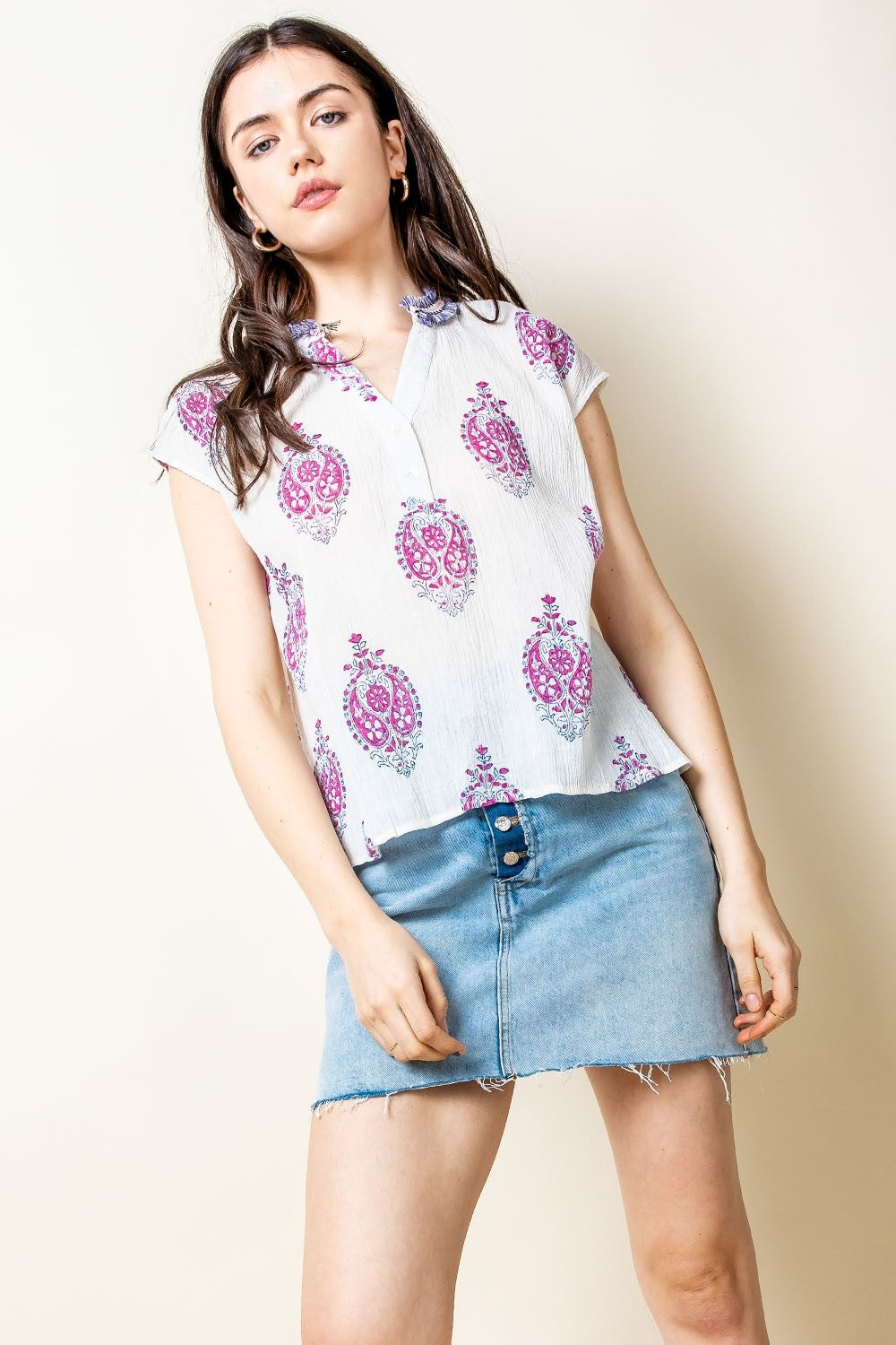 White Embroidered Sheer THML Top