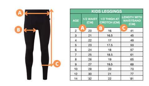 KIDS size Chart - BeKeane Healthy & Fit