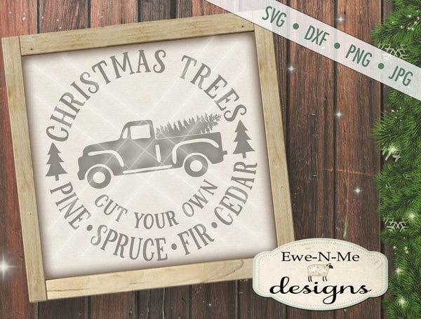 Download Christmas Trees Truck Round Svg Ewe N Me Designs Yellowimages Mockups