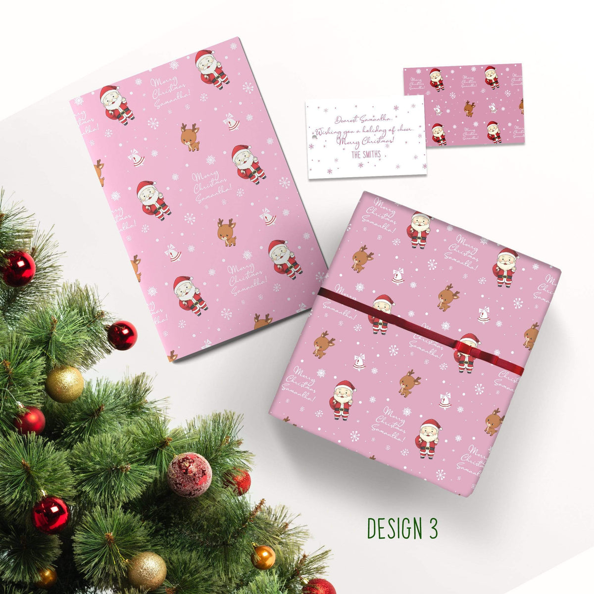 pink christmas wrapping paper