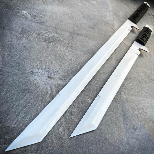 27 And 18 Ninja Silver Sword Set Samurai Machete Combat Fantasy Knife Blade Addict 4866