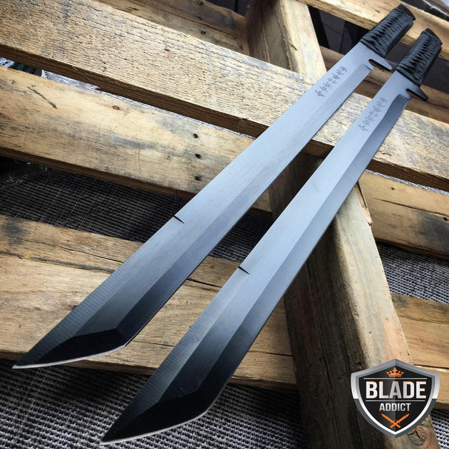 2 Pc 27 Full Tang Ninja Swords Zombie Tactical Survival Knife Blade Addict 4283