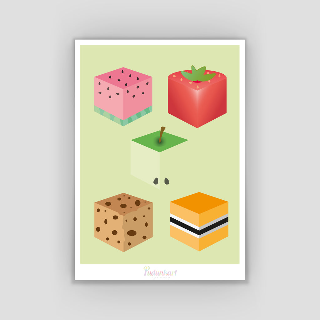 A4 Fruit Cube Print