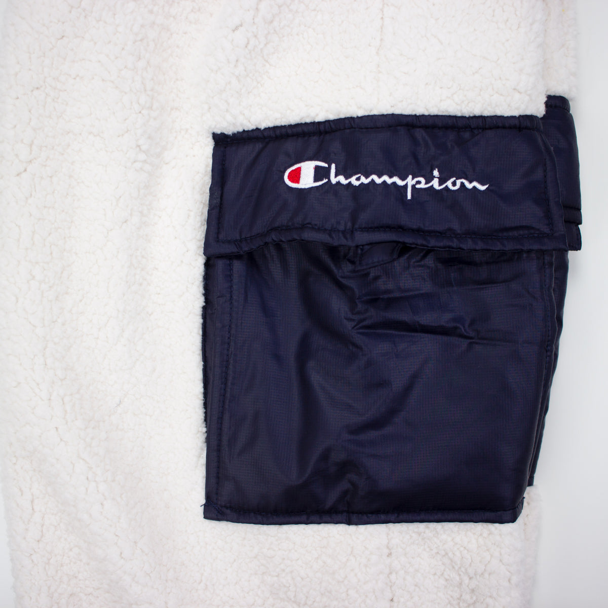 champion cream sherpa utility sweatpants